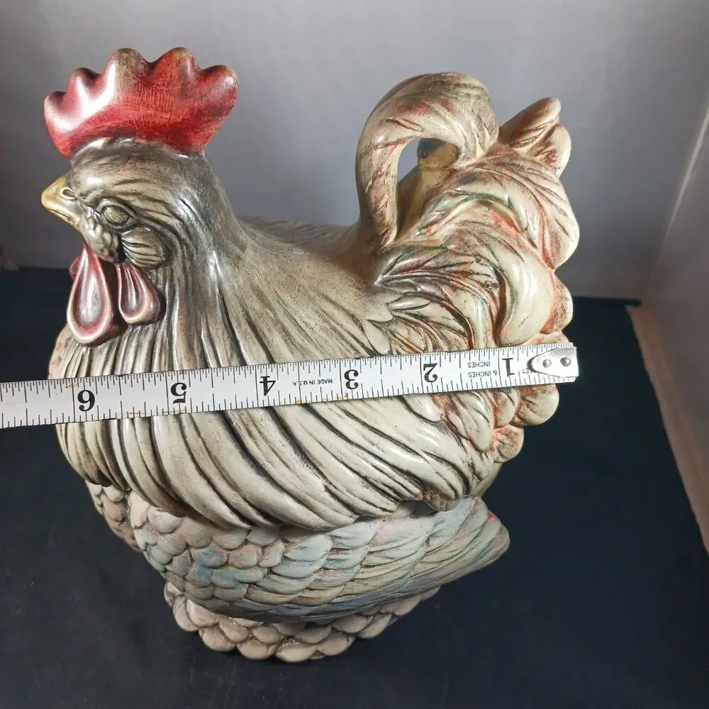 Vintage Hand Painted Ceramic Hen Rooster Chicken Cookie Jar 1970